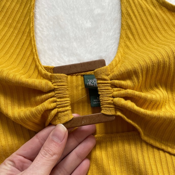 ❗️SOLD❗️ NWT Golden Yellow Ribbed Halter Bodysuit - Picture 6 of 11